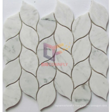 Polished Face Leaf Like Carrara White Marble Mosaic Tile (CFS1183)